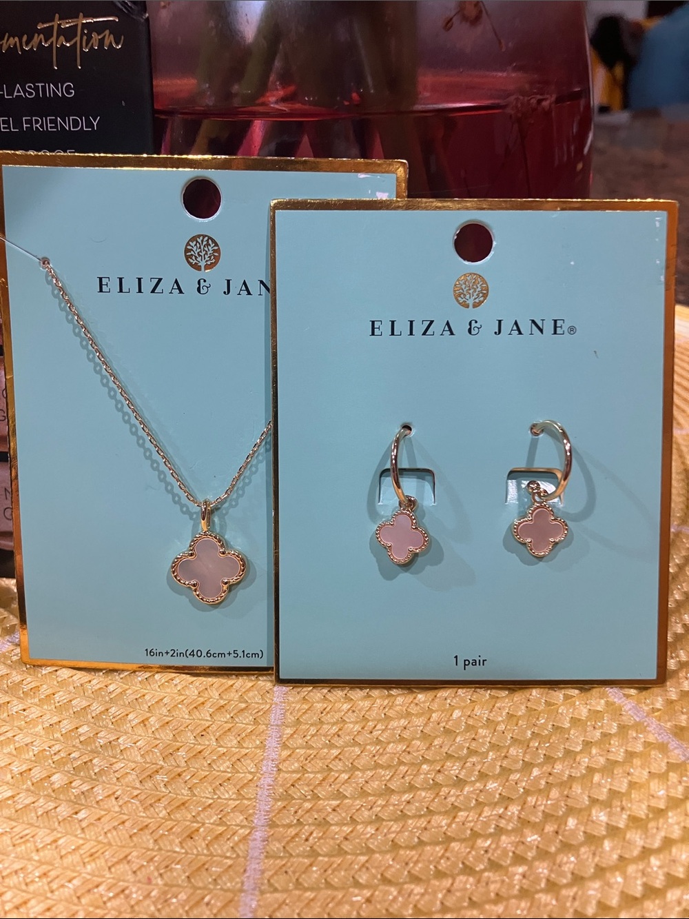 Clover Drop Earrings & Necklace- Gold Tone NWT & FREE Max Studio Eyeshadow:):)